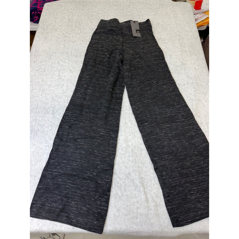 Mossimo Womens XS Wide Leg Knit Pants Charcoal Black Space Dye High Waist New